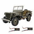 Eachine Rochobby 1941 Willys MB 1/12 RC Car with Two Batteries RC Off-Road Crawler RTR RC Army Truck with LED Lights 2-Speed Gearshift and Remote Control